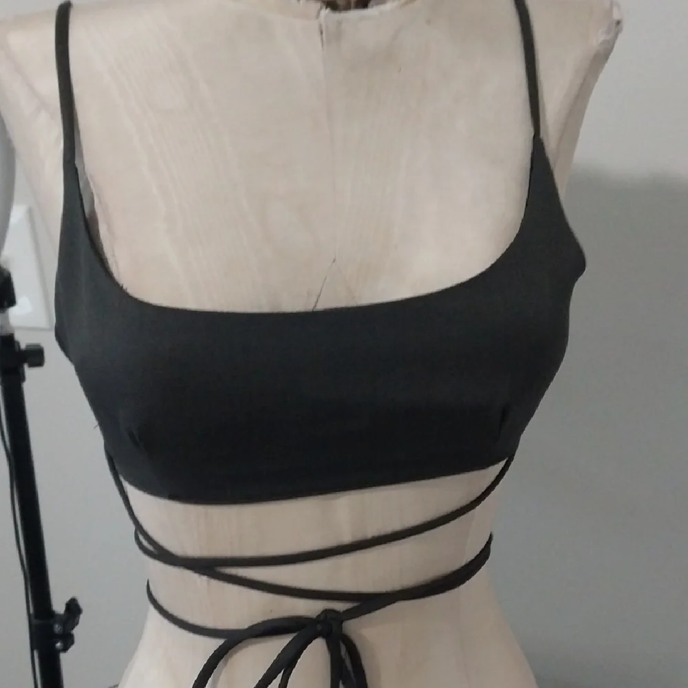 ASOS Black Wrap Crop Top - Picture 1 of 4